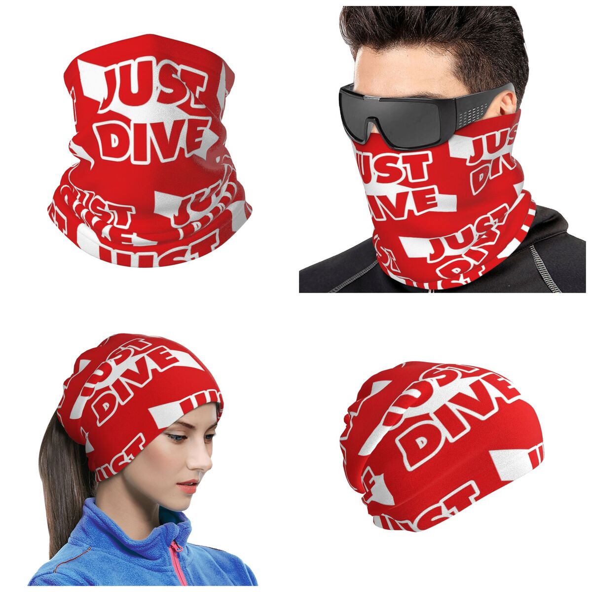 Diving Mask - Just Dive, Scuba Diving Flag Bandana