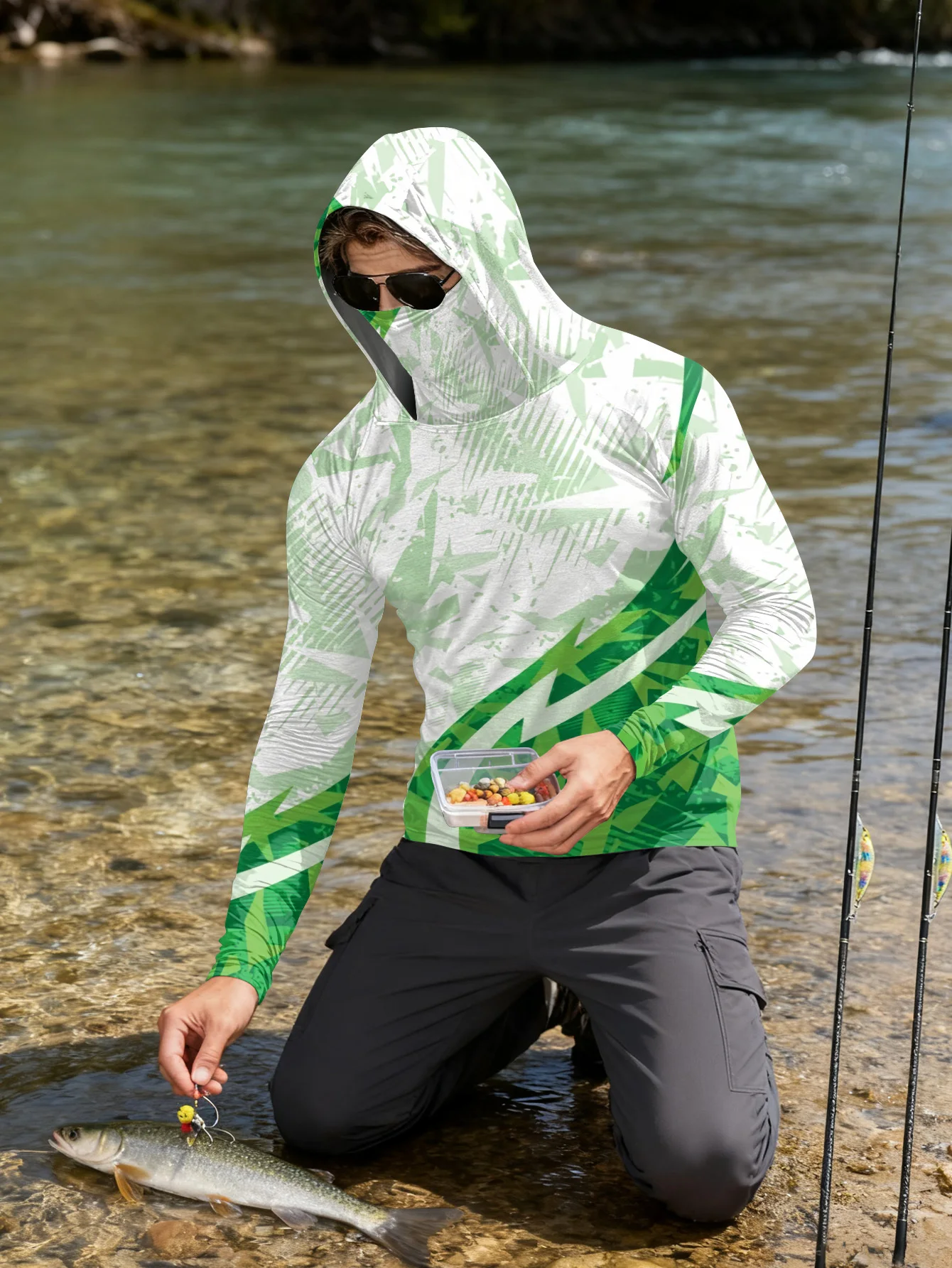 Mens Fishing Shirt Hooded UPF  - Rash Guard review and price