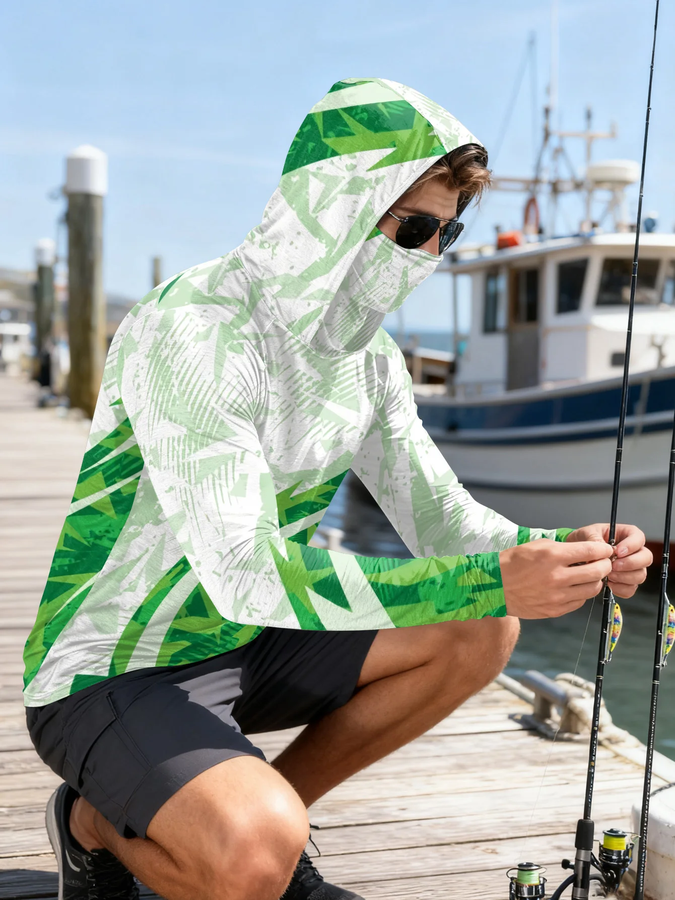 Mens Fishing Shirt Hooded UPF  - Rash Guard review and price