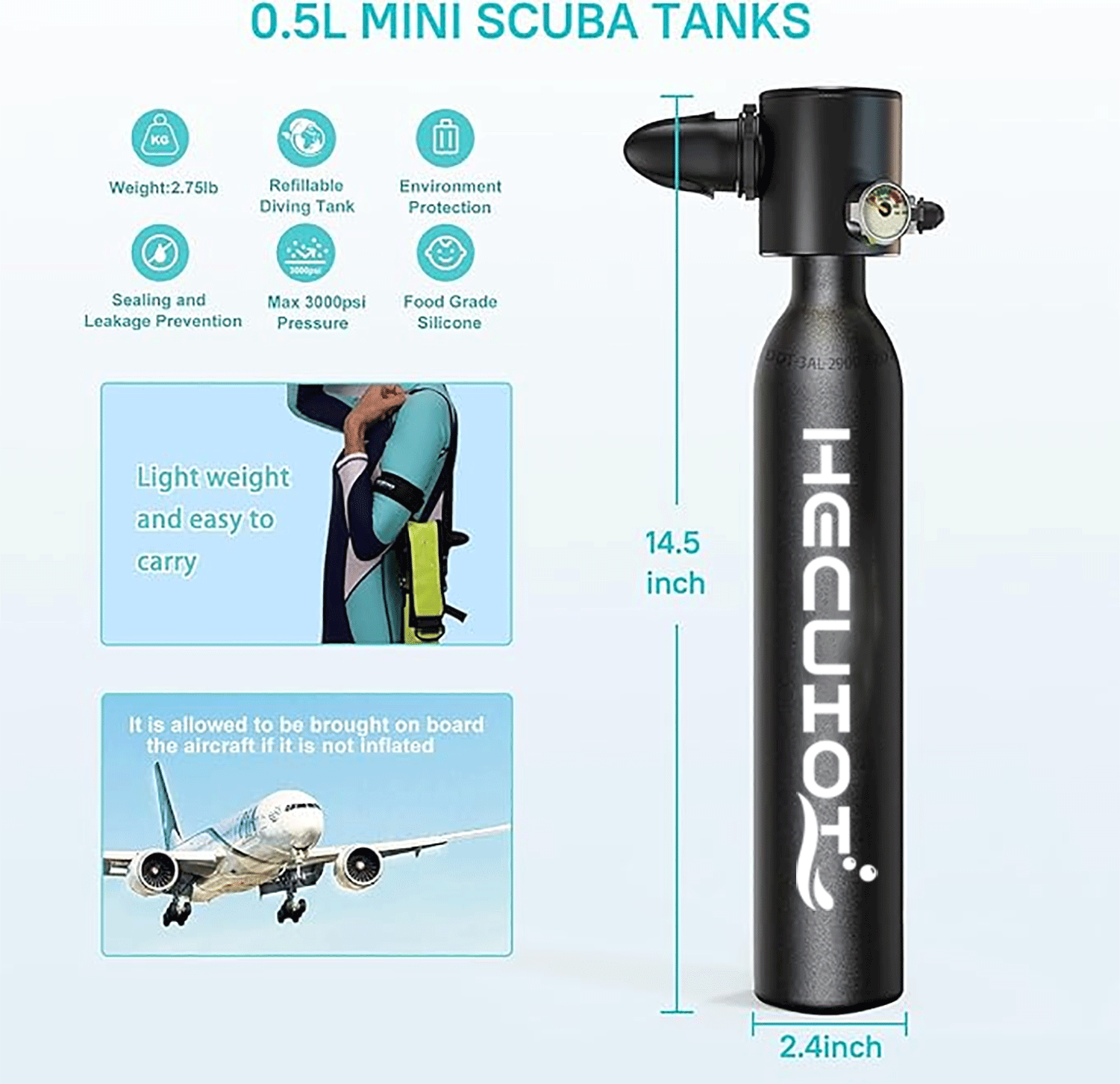 HECUIOI Mini Scuba Tank Diving - Snorkel Set review and price